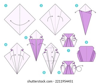 Origami tutorial. Origami scheme for kids Shell.