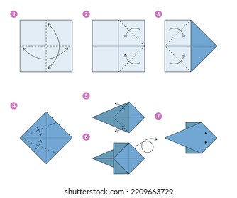 Origami tutorial. Origami scheme for kids Stingray