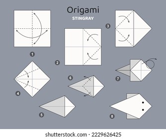 Origami tutorial. Origami scheme for kids Stingray