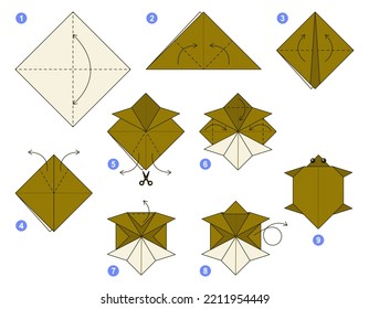 Origami-Tutorial. Origami Plan für Kinder Schildkröte.