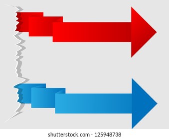 Origami vector arrows set with shadows