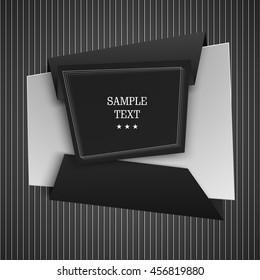 Origami vector banner. Black-and-white