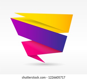 Origami vector banner. The original form, overlapping. The flat image. Advertising Design shape. Vector label tag.