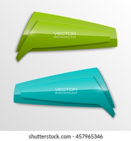 Origami vector banner. The original form as two form, overlapping. The flat image. Advertising Design shape. Vector label tag.
