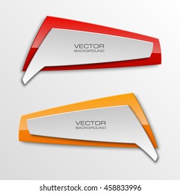 Origami vector banner. The original form as two form, overlapping. The flat image. Advertising Design shape. Vector label tag.