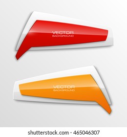 Origami vector banner. The original form as two form, overlapping. The flat image. Advertising Design shape. Vector label tag.