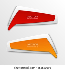 Origami vector banner. The original form as two form, overlapping. The flat image. Advertising Design shape. Vector label tag.