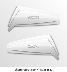 Origami vector banner. The original form as two form, overlapping. The flat image. Advertising Design shape. Vector label tag.