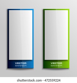 Origami vector banner. The original form as two form, overlapping. The flat image. Advertising Design shape. Vector label tag.
