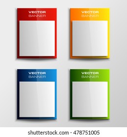 Origami vector banner. The original form as two form, overlapping. The flat image. Advertising Design shape. Vector label tag.