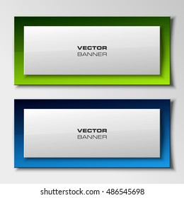 Origami vector banner. The original form as two form, overlapping. The flat image. Advertising Design shape. Vector label tag.
