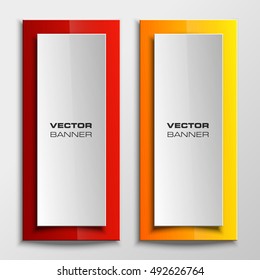 Origami vector banner. The original form as two form, overlapping. The flat image. Advertising Design shape. Vector label tag.