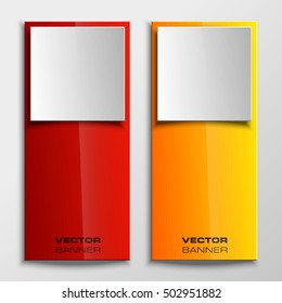 Origami vector banner. The original form as two form, overlapping. The flat image. Advertising Design shape. Vector label tag.