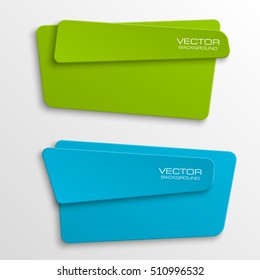 Origami vector banner. The original form as two form, overlapping. The flat image. Advertising Design shape. Vector label tag.