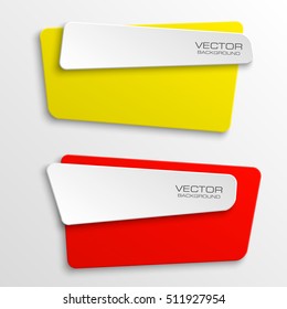 Origami vector banner. The original form as two form, overlapping. The flat image. Advertising Design shape. Vector label tag.