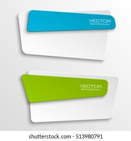 Origami vector banner. The original form as two form, overlapping. The flat image. Advertising Design shape. Vector label tag.