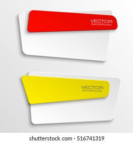 Origami Vector Banner. The Original Form As Two Form, Overlapping. The Flat Image. Advertising Design Shape. Vector Label Tag.