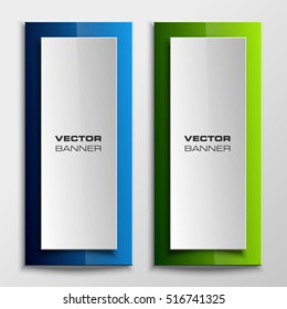 Origami vector banner. The original form as two form, overlapping. The flat image. Advertising Design shape. Vector label tag.