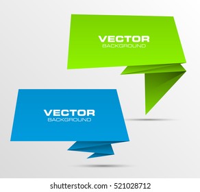 Origami vector banner. The original form as two form, overlapping. The flat image. Advertising Design shape. Vector label tag.