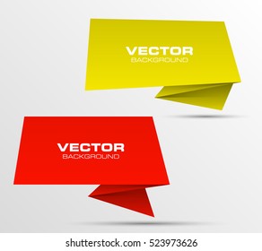 Origami vector banner. The original form as two form, overlapping. The flat image. Advertising Design shape. Vector label tag.