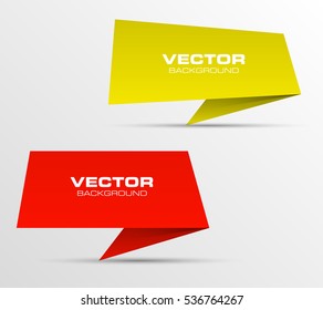 Origami vector banner. The original form as two form, overlapping. The flat image. Advertising Design shape. Vector label tag.