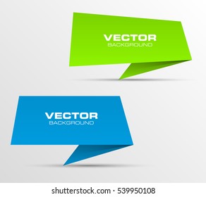 Origami vector banner. The original form as two form, overlapping. The flat image. Advertising Design shape. Vector label tag.
