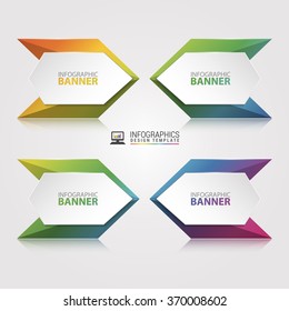 Origami vector banner. White banner wrapped with colored paper.