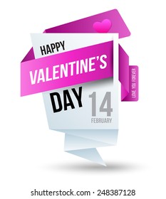 Origami vector banners Happy Valentine's Day. Vector illustration.