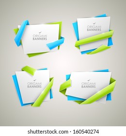 Origami vector banners set 