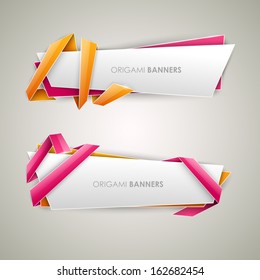 Origami vector banners set 