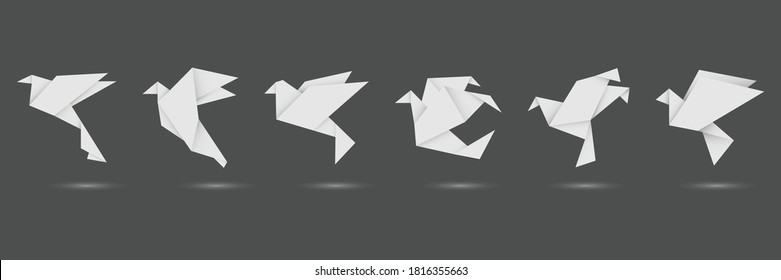 Origami vector birds. creative illustration. logo concepts. 