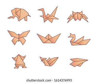 Origami Vector. Cartoon. Isolated art on white background.