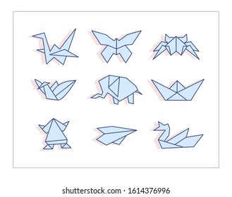 Origami Vector. Cartoon. Isolated art on white background.