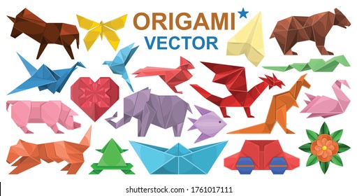 Origami vector cartoon set icon. Vector illustration paper animal on white background. Isolated cartoon set icon origami.