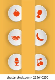 Origami vector. Food icons. 