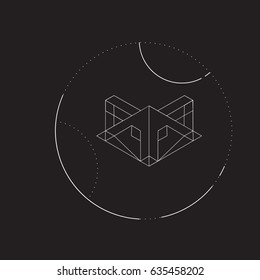 Origami vector Fox.Fox triangle heads. Vector origami Fox. Geometric line design icon 