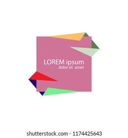 origami vector frame for text
