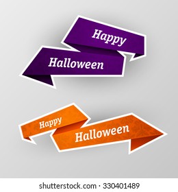 Origami Vector infographic colorful banners set with an inscription Happy Halloween