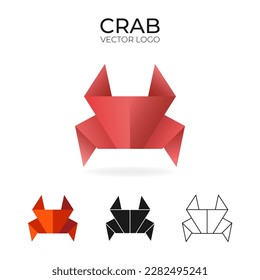 Origami vector logo and icon with crab. 