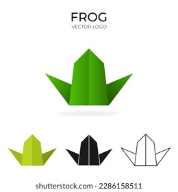 Origami vector logo and icon with frog. 