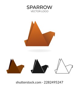 Origami vector logo and icon with sparrow. 