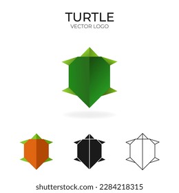 Origami vector logo and icon with turtle. 