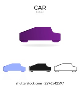 Origami vector logo set with car. isolated Logo in different variations. Gradient, color, black and outline logotype. 