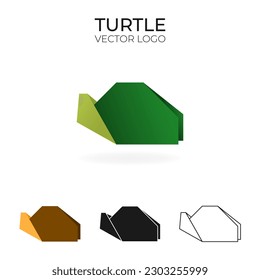 Origami vector logo set with turtle. isolated Logo in different variations. Gradient, color, black and outline logotype. 