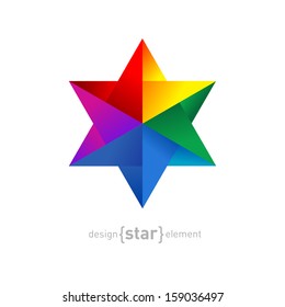 Origami Vector rainbow Star. Company logo template.