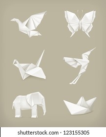 Origami vector set, white