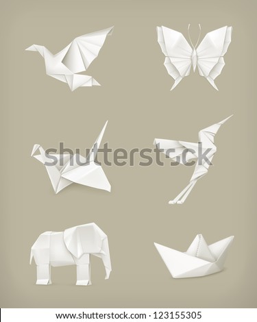 Origami vector set, white