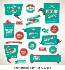 Origami vintage labels set.Vector design elements
