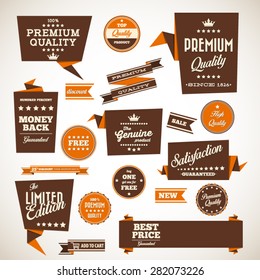 Origami vintage labels set.Vector design elements