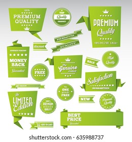 Origami vintage labels set.Vector design elements